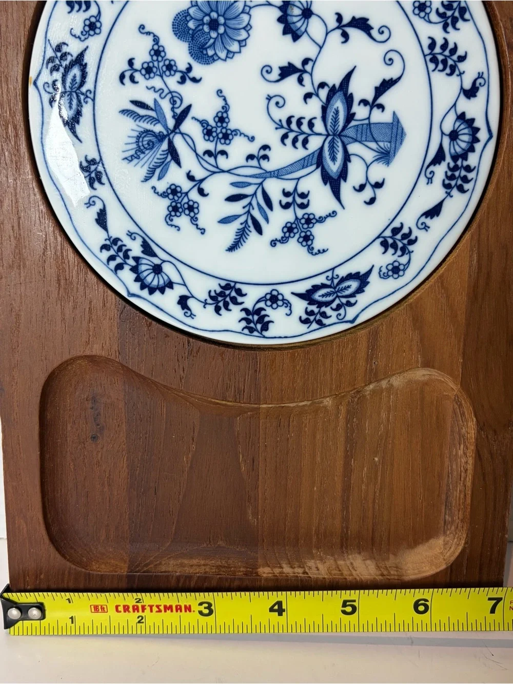 Teak Wood Cheese Board Tray Danube Blue Porcelain Tile Insert Charcuterie Board